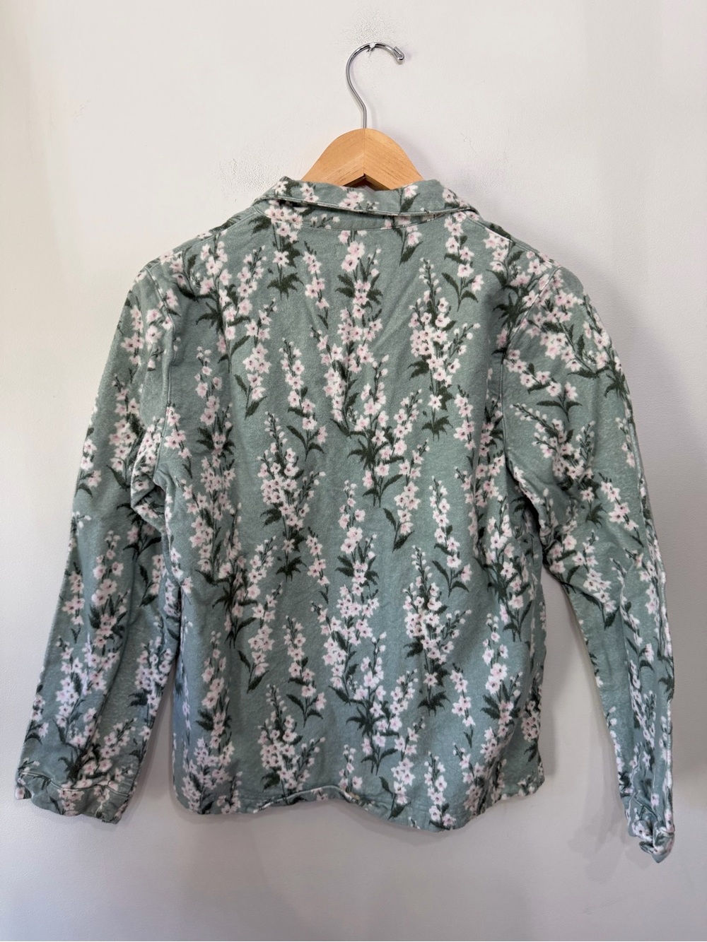 Garnet Hill Flannel Pajama PJ Top Shirt Organic Cotton Green Floral Women’s S - Picture 4 of 10